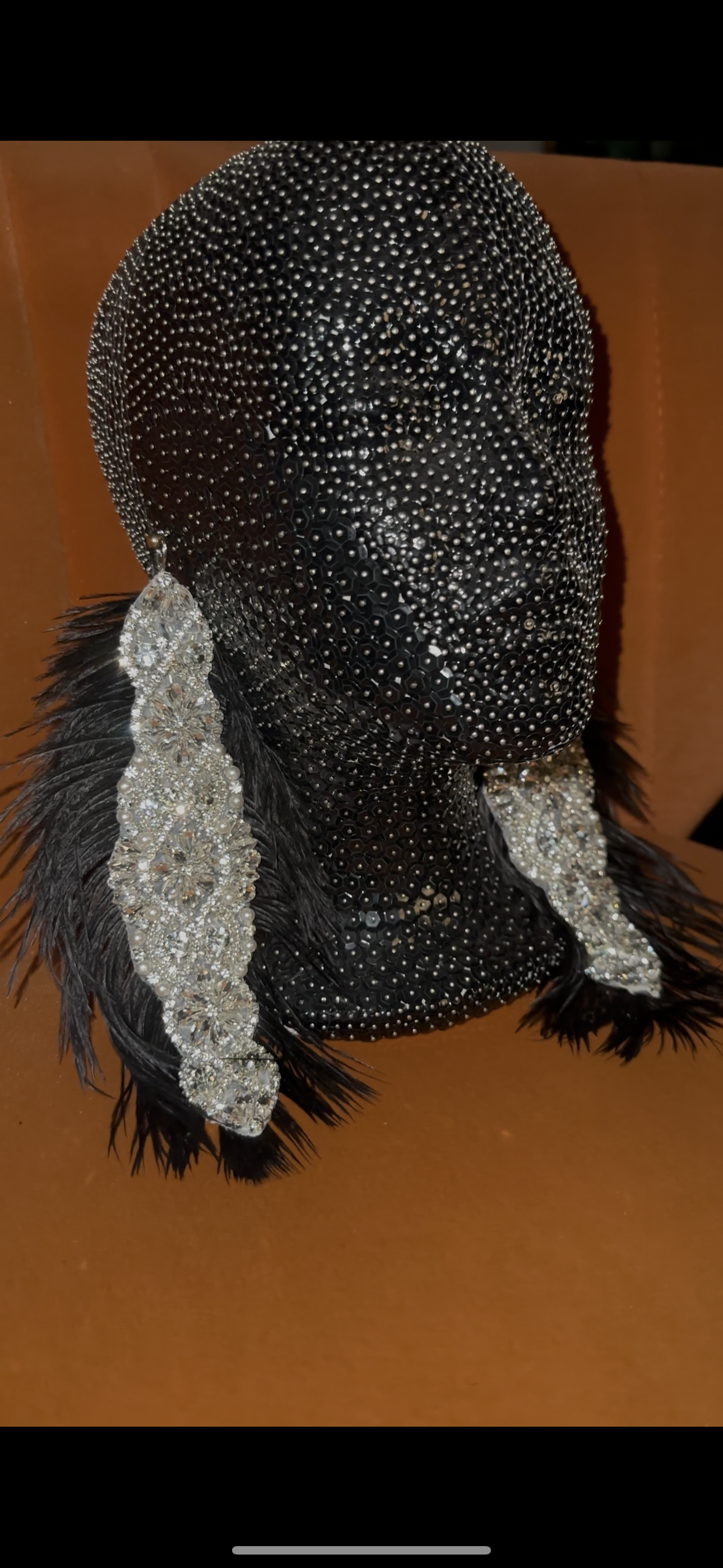 Extra Long Diamond Statement Earrings with Feathers