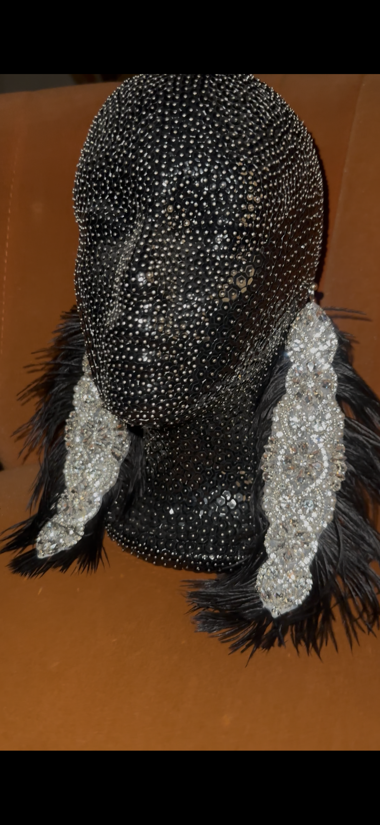 Extra Long Diamond Statement Earrings with Feathers