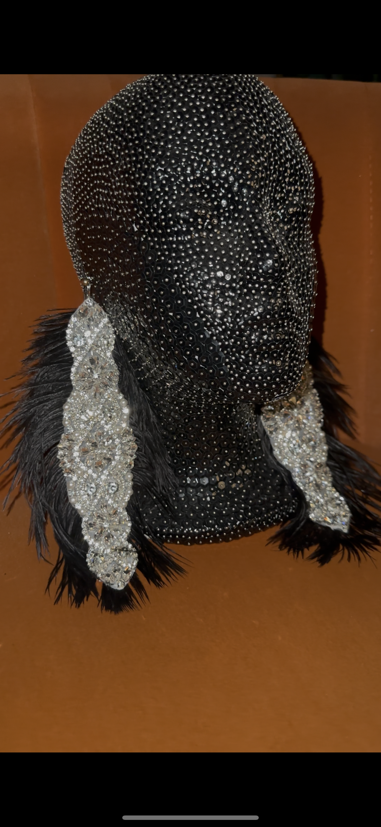 Extra Long Diamond Statement Earrings with Feathers