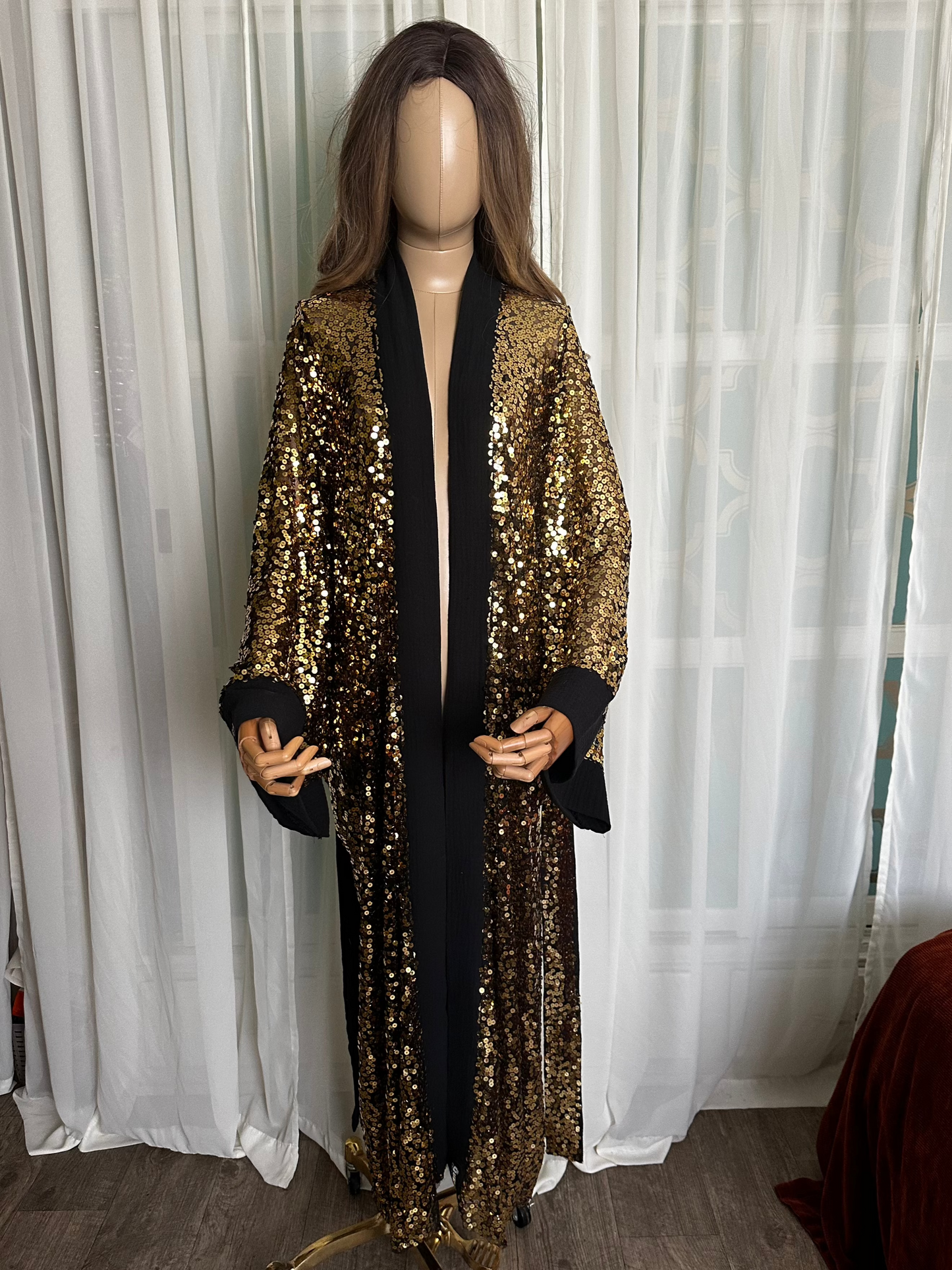 Gold Sequin kimono handmade