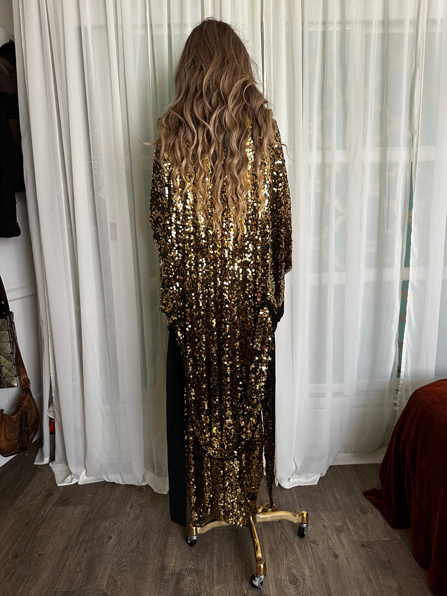 Gold Sequin kimono handmade